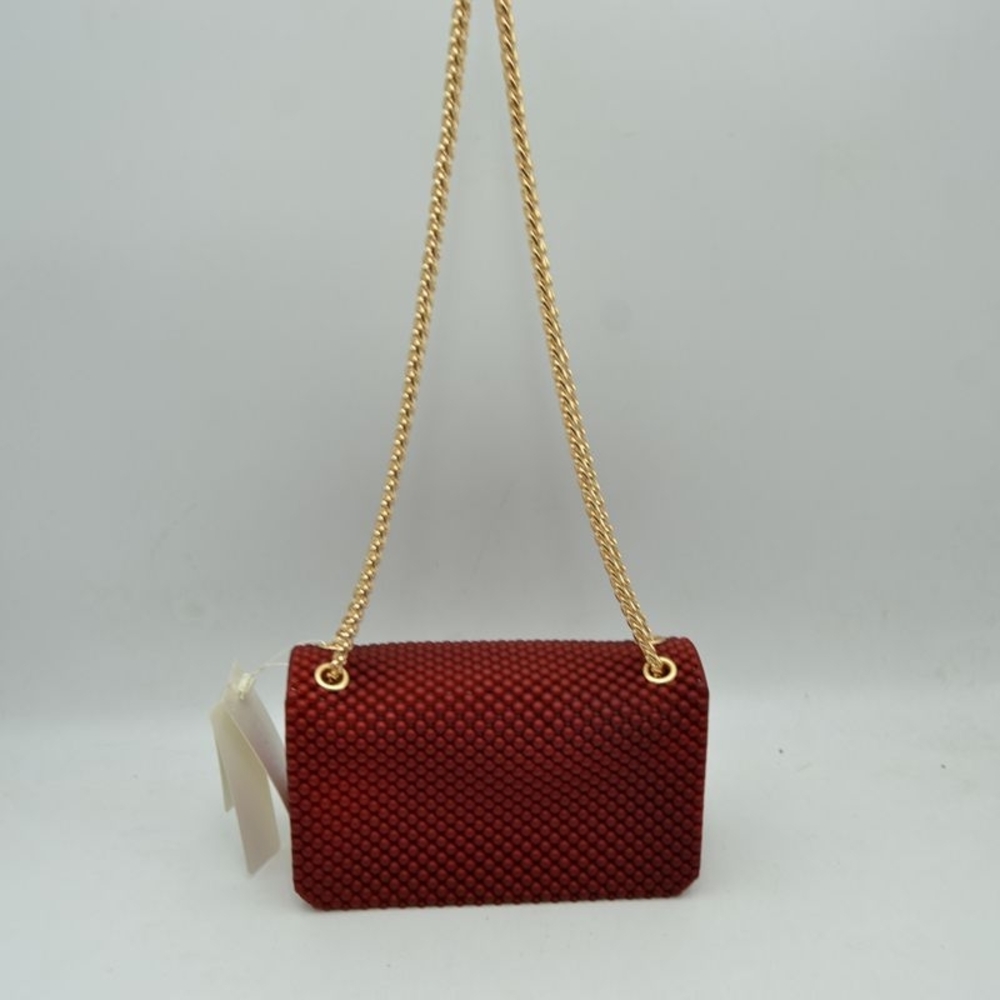 Chic Red Crossbody Bag with Gold Chain